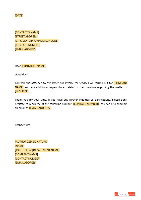 Letter to Customer Invoice Attached Template PSD template